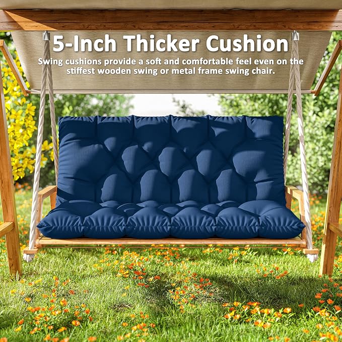 Porch Swing Cushion with Backrest 2-3 Seater Outdoor Bench Cushions Waterproof - Image 6
