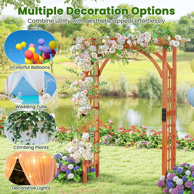 Giantex 85inch Wooden Garden Arch Wedding Arch - Image 8