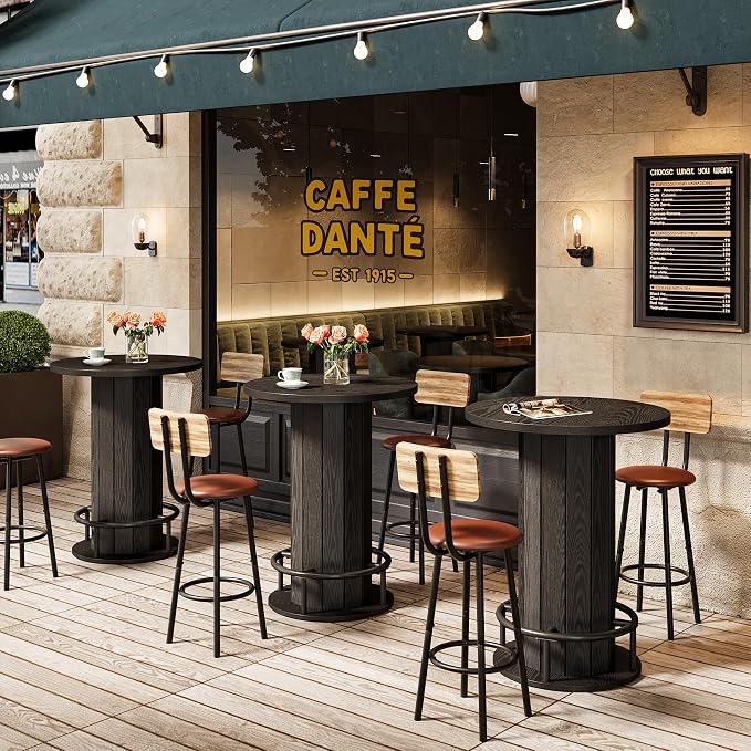 Tribesigns Round Dining Table Set of 2, Bar Height Commercial Kitchen Table by Tribesigns