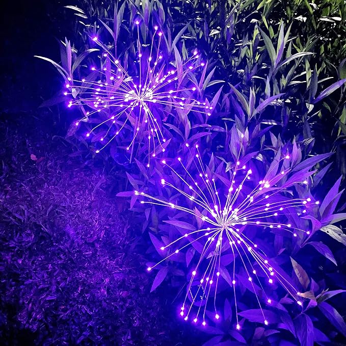 JJGoo Solar Firework Lights, 2 Pack 120 LEDs 2 Lighting Modes Solar Garden - Image 2