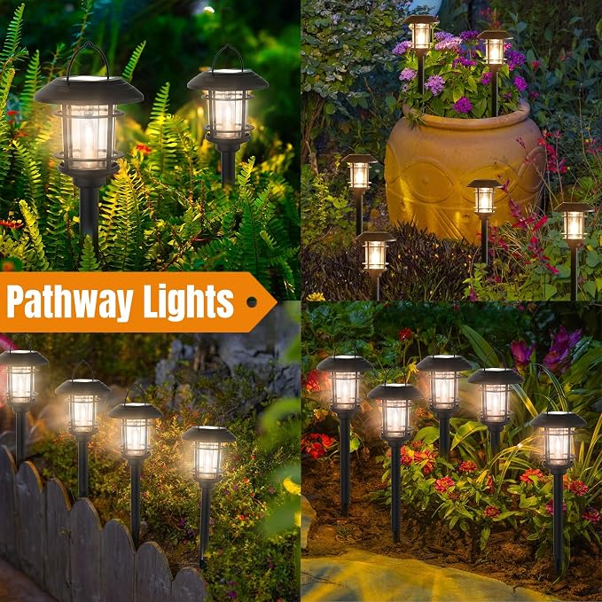 Dynaming 6 Pack Dual Use Solar Path Lights Outdoor, Hanging Lantern Solar - Image 4