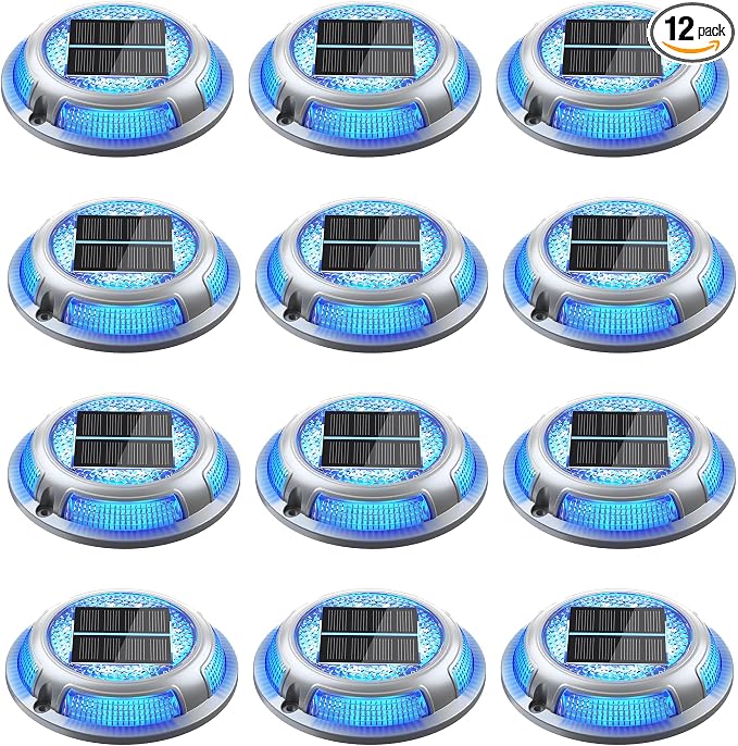 Solar Driveway Lights, 12 Pack Heavy Duty Driveway Lights Solar Powered 2 Color by NIBUUECER