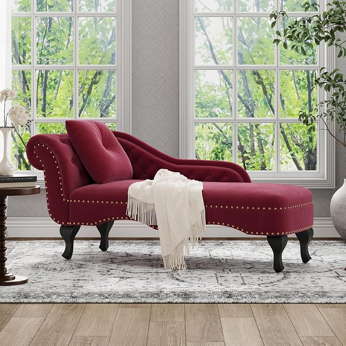 Merax 62'' Velvet Chaise Lounge Indoor by Merax