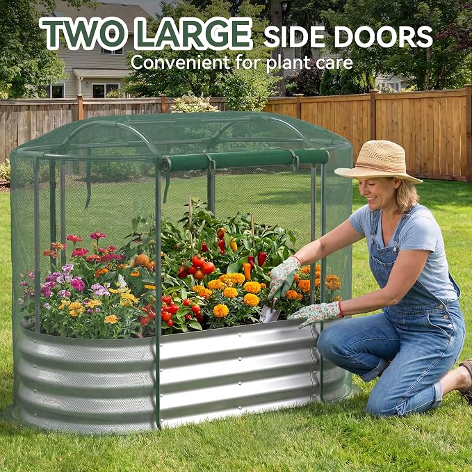 Raised Garden Bed with Self-Watering System, Oval Galvanized Raised Beds - Image 4