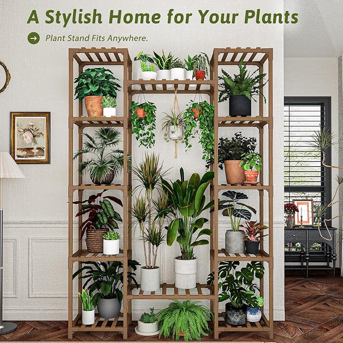 Plant Stand Indoor Outdoor 62.2“ Tall Plant Shelf Large Tiered Flower Stands - Image 5