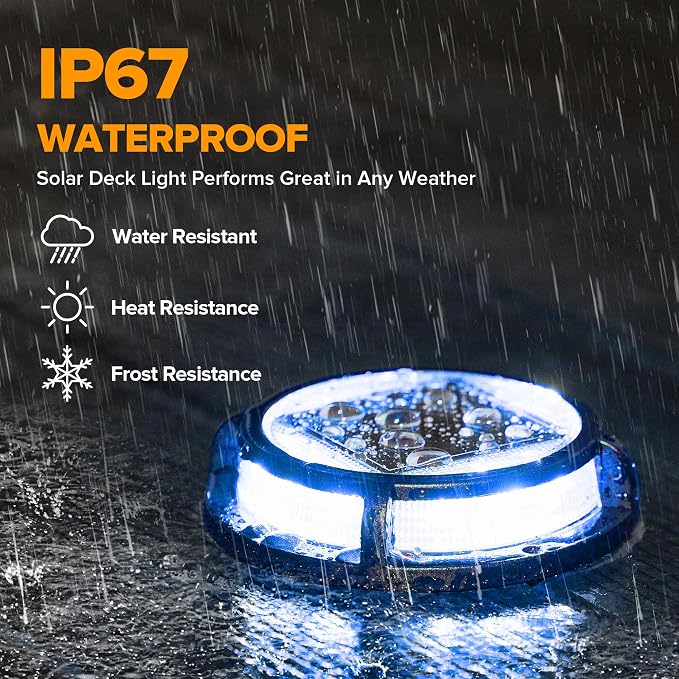 LUTEC 12 Pack Solar Deck Lights Driveway Dock 12 LEDs Light Solar Powered - Image 4