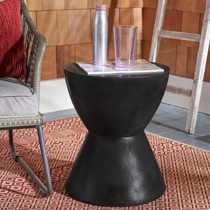 Safavieh Outdoor Athena Black Modern Concrete Round Accent Table - Image 8