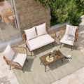 LAUSAINT HOME 4 Pieces Outdoor Patio Furniture Set, Rattan Balcony Furniture by LAUSAINTHOME