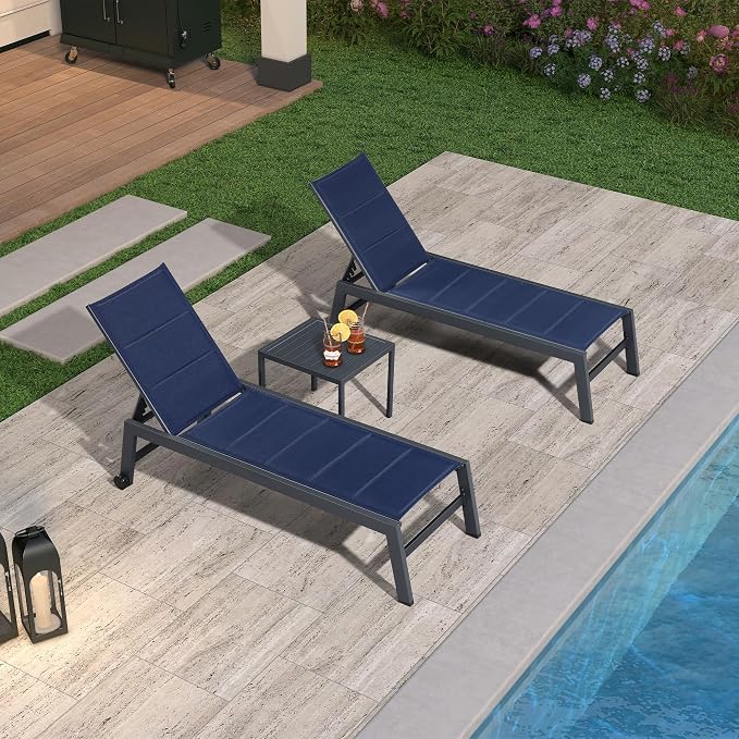 PURPLE LEAF Outdoor Chaise Lounge Set of 2 Aluminum Patio Lounge Chair - Image 9