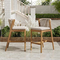 Merax Outdoor Bar Stools Set of 2, Heavy-Duty Boho Woven Barstools, Acacia Wood by Merax