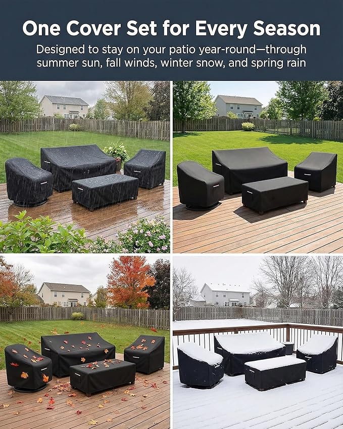 4-Piece Patio Furniture Cover Set, Waterproof Outdoor Furniture Covers - Image 9