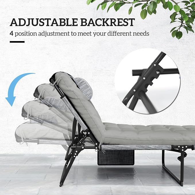 Outsunny Folding Chaise Lounge - Image 4