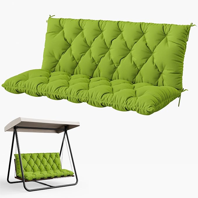 Porch Swing Cushion with Backrest 2-3 Seater Outdoor Bench Cushions Waterproof by Snubbull