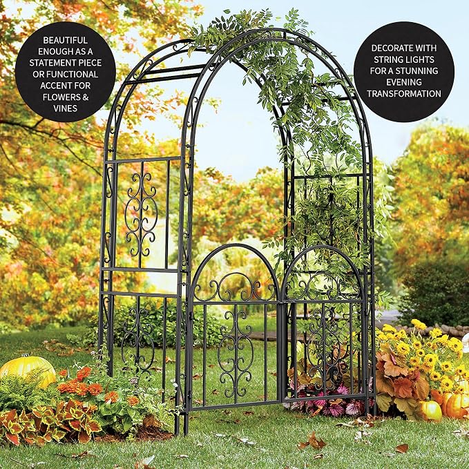 Plow & Hearth Arch Metal Outdoor Garden Arbor Double Gate | Montebello | 7 Feet - Image 5