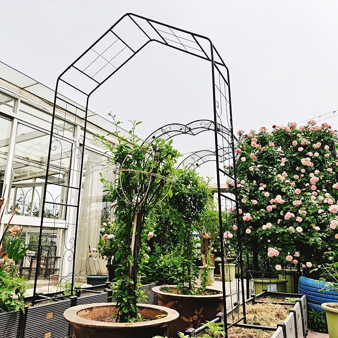 Garden Arbor, 8FT Metal Arbor Trellis - Image 7