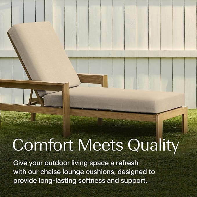 Honeycomb Outdoor Heritage Chaise, 24 x 73, Textured Solid Almond Chair Cushion - Image 2