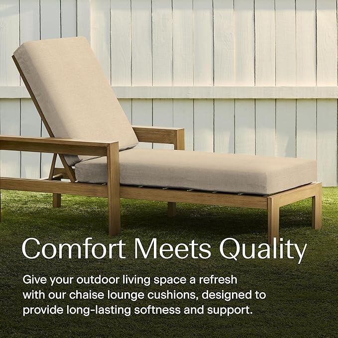 Honeycomb Outdoor Heritage Chaise, 26 x 80, Textured Solid Almond Chair Cushion - Image 2