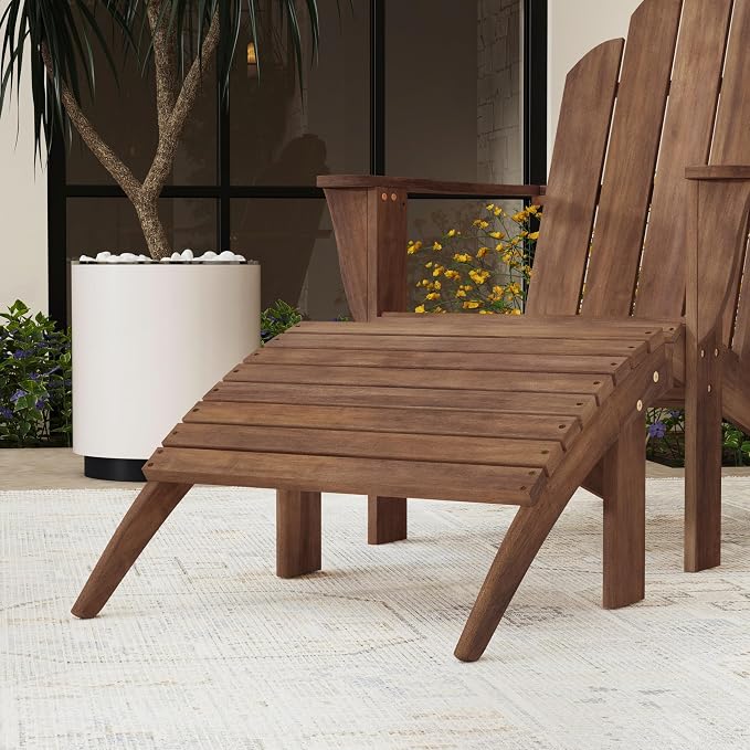 Linon Home Dcor Linon Adirondack Woodstock Ottoman, Teak Stain, 21.6"W x - Image 5