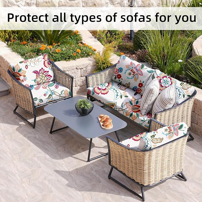8Pcs Stretch Patio Cushion Covers, Outdoor Couch Covers Replacement, Outdoor - Image 4