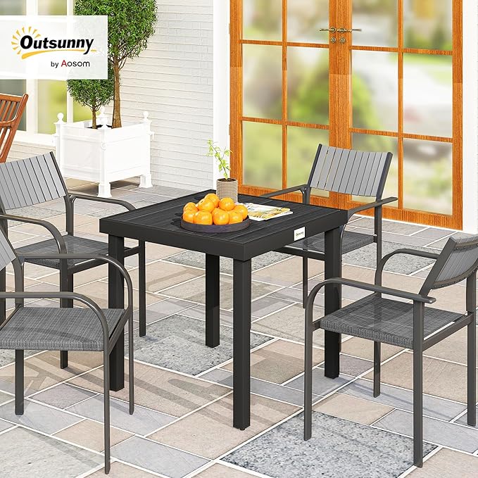Outsunny Outdoor Dining Table for 4 Person, Square Patio Table, Aluminum Metal - Image 2
