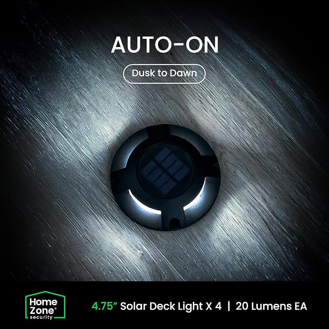 Home Zone Security 4 Packs Solar Deck Light Outdoor 40 Lumens Total Waterproof - Image 3