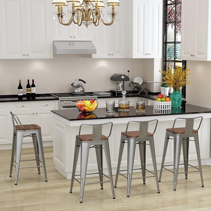 Changjie Furniture 30 Inch Bar Stools Set of 4 Industrial Metal Barstools Bar - Image 6