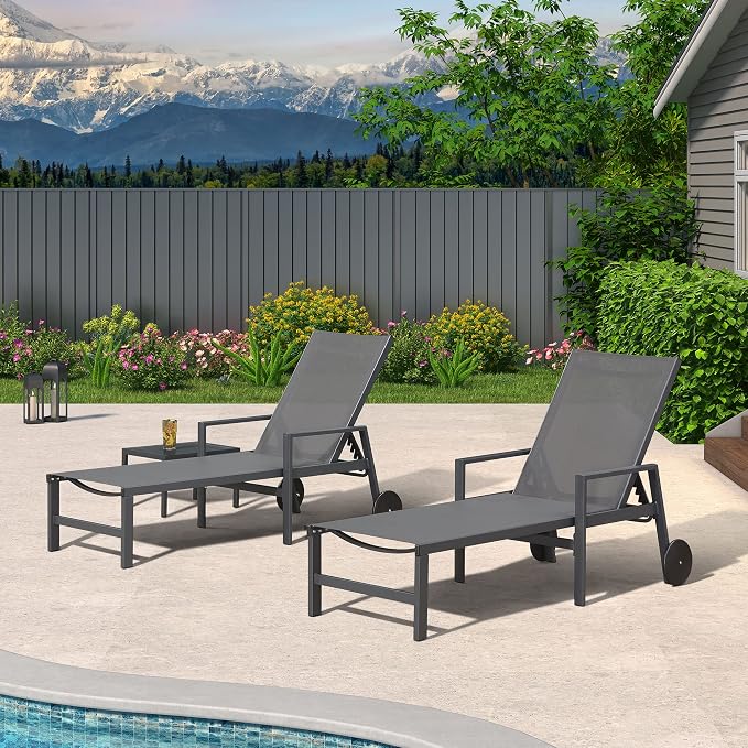 PURPLE LEAF Patio Chaise Lounge 4 Pieces Aluminum Recliner Chair - Image 2