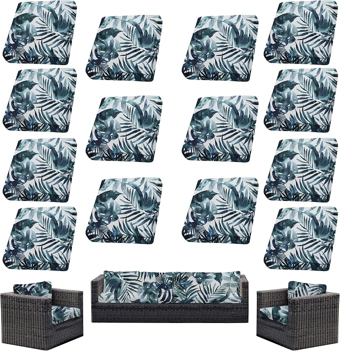 14Pcs Outdoor Cushion Covers, Patio Cushion Covers, Stretch Elastic Slipcovers by dreahoteztil