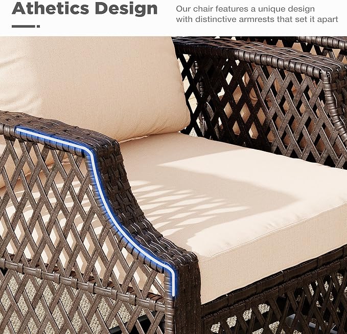 HOMREST 7 Piece Patio Furniture Set, Wicker Outdoor Conversation Sofa Set - Image 2