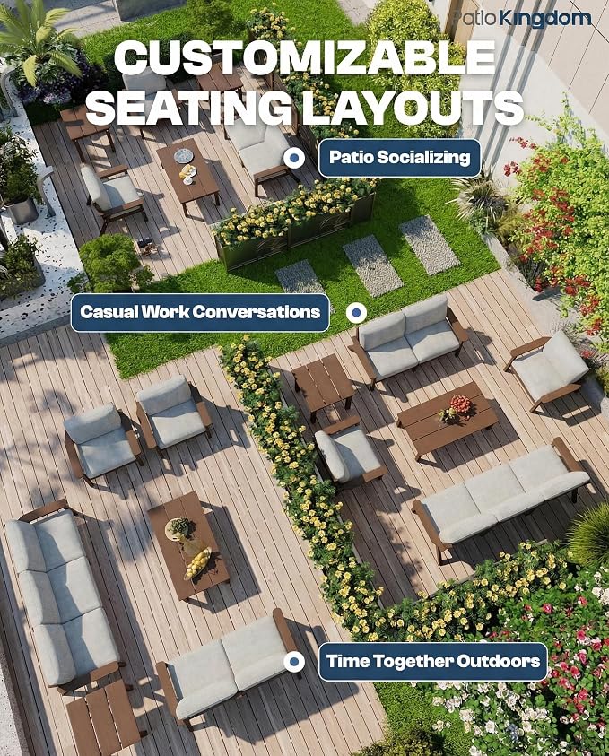 7 Piece Patio Furniture Set, HDPE Outdoor Sectional - Image 7