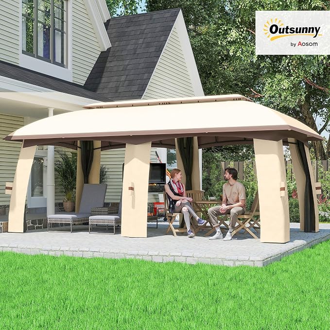 Outsunny 10' x 20' Patio Gazebo, Outdoor Gazebo Canopy Shelter - Image 2