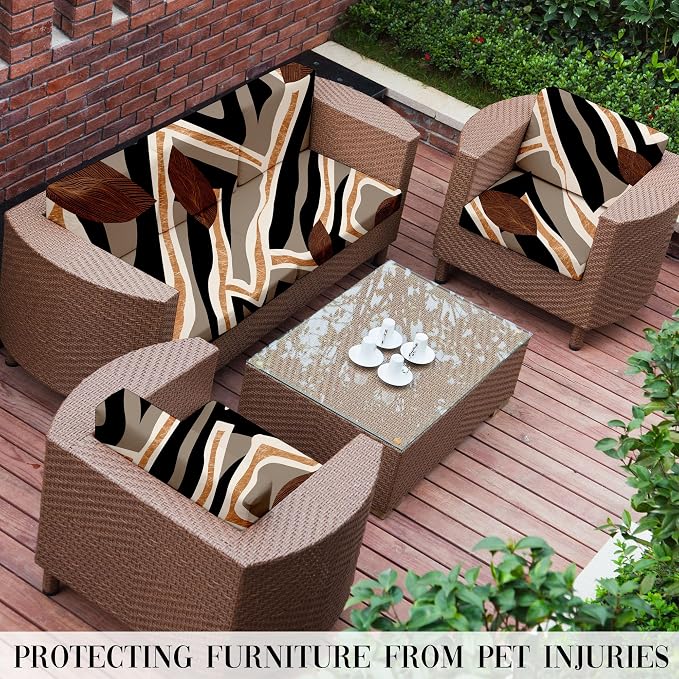 8Pcs Outdoor Cushion Covers, Patio Cushion Covers, Stretch Elastic Slipcovers - Image 6