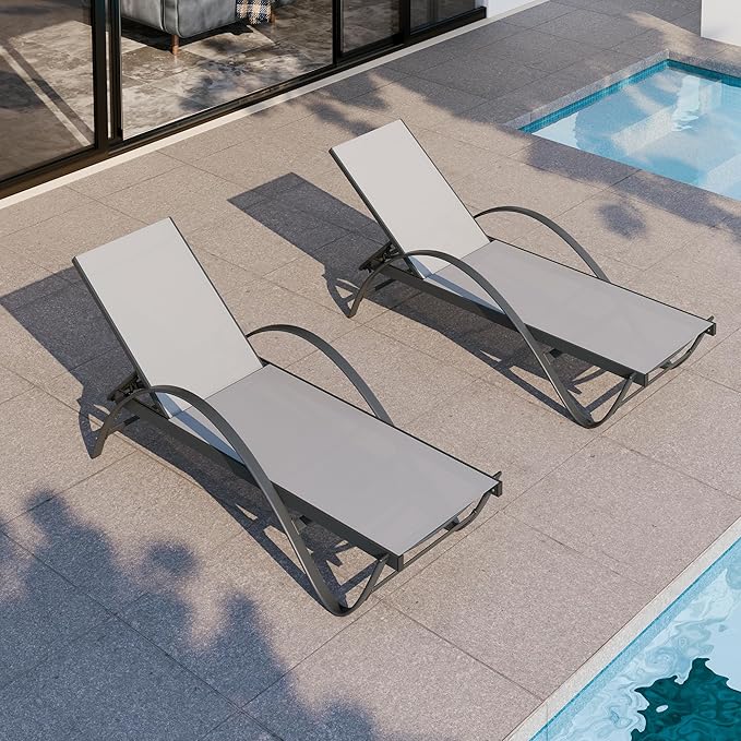 Shintenchi Patio Chaise Lounge Set of 2, Pool Chaise Lounge - Image 2