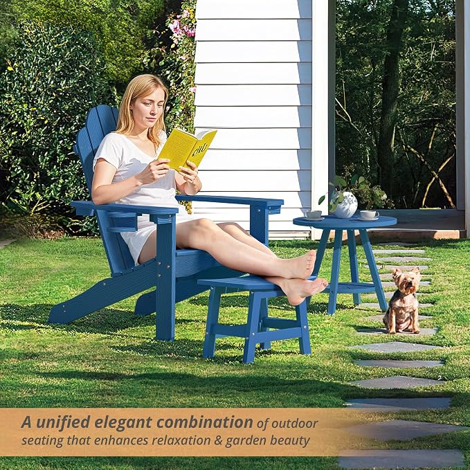 LUE BONA Outdoor Adirondack Ottomans, Footrest Footstool Set of 2, Outdoor Foot - Image 3