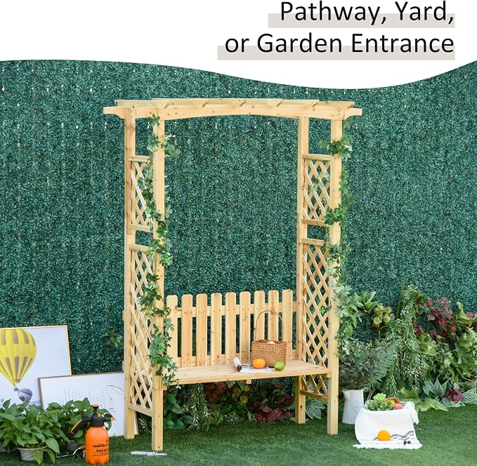 Outsunny Wooden Garden Arbor for Climbing Plants - Image 4