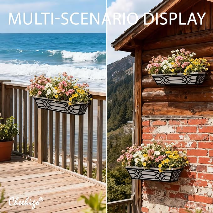 4 Pack 24 Inch Railing Boxes Planter - Image 8