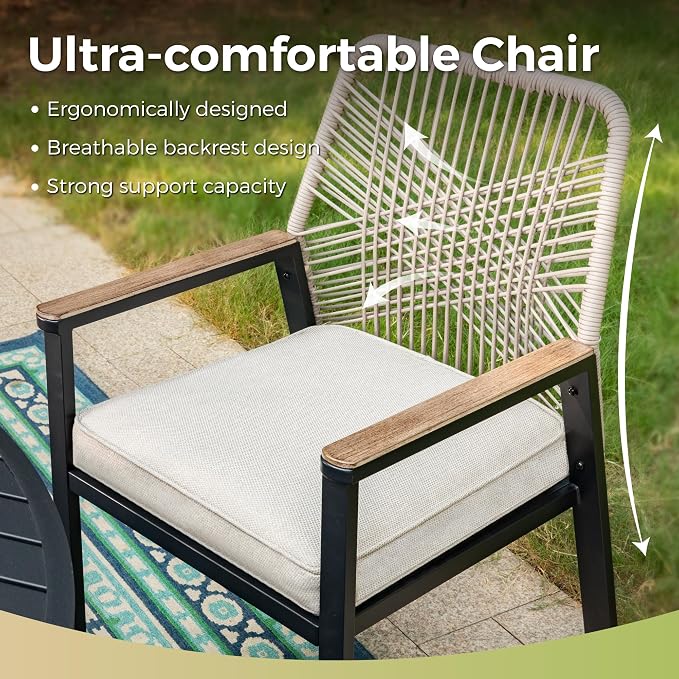 7 Pieces Outdoor Dining Set for 6, Patio Dining Set Wicker Rattan Chairs - Image 9