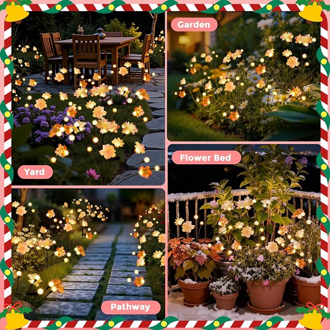 Solar Garden Lights, Warm White LED Swaying Solar Flowers Light - Image 4