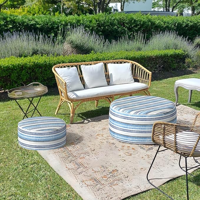 LVTXIII Outdoor Inflatable Ottoman, Fade-Resistant Round Footrest Stool D31”x - Image 7