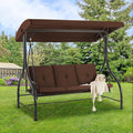 AECOJOY Porch Swing Chair, 3 Seats Porch Swing Adjustable Backrest & Canopy by AECOJOY