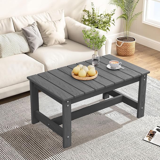 SERWALL Outdoor Coffee Table, HDPE Patio Coffee Table - Image 9