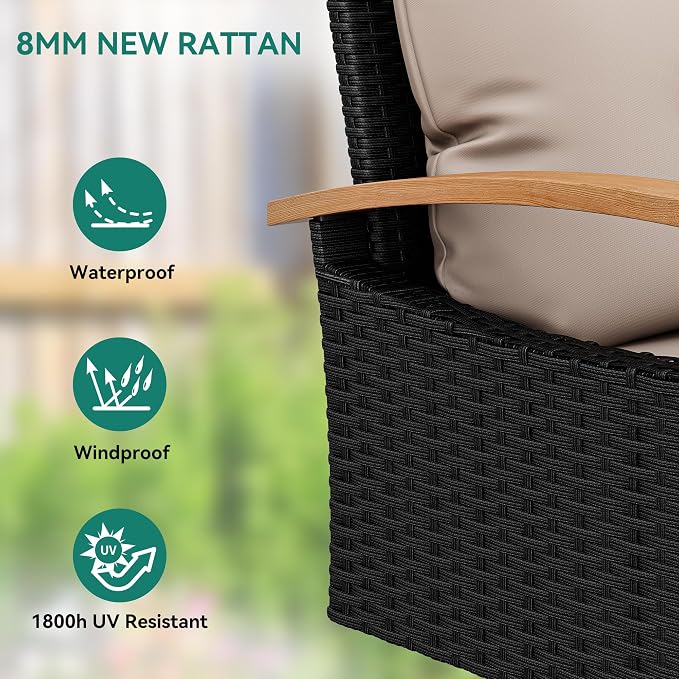 YITAHOME Porch Swing with Cushion 3-Seats Front Hanging Wicker Swing Rattan - Image 5