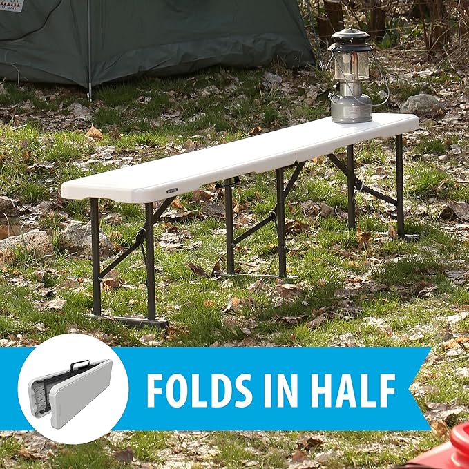 LIFETIME Portable Folding Bench, 6‑Foot Fold‑in‑Half, UV‑Resistant Seat - Image 4