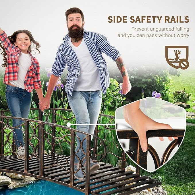 Outsunny 6' Metal Arch Backyard Garden Bridge - Image 4