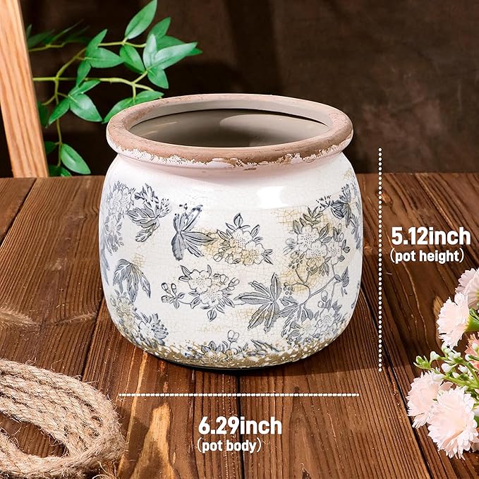 Vintage Ceramic Ice Crack Flower Pot - Image 7