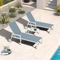 PURPLE LEAF Lounge Chair Outdoor Set 2 Pieces White Aluminum Chaise Lounge by PURPLELEAF