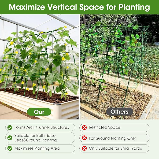 Cucumber Trellis for Raised Bed, U-Shape Garden Trellis for Climbing Plants - Image 4