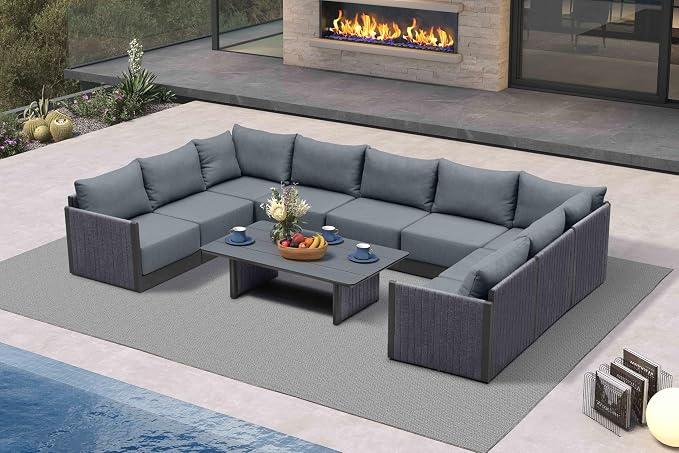 PURPLE LEAF 10 Pieces Patio Conversation Sets by PURPLELEAF