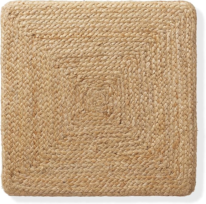 Casafield Hand-Braided Jute Pouf Ottoman Footrest, Natural Woven Boho Floor - Image 5