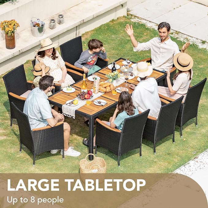 Devoko Outdoor Patio Dining Sets 9 Pieces Wicker Outdoor Dining Table and - Image 2
